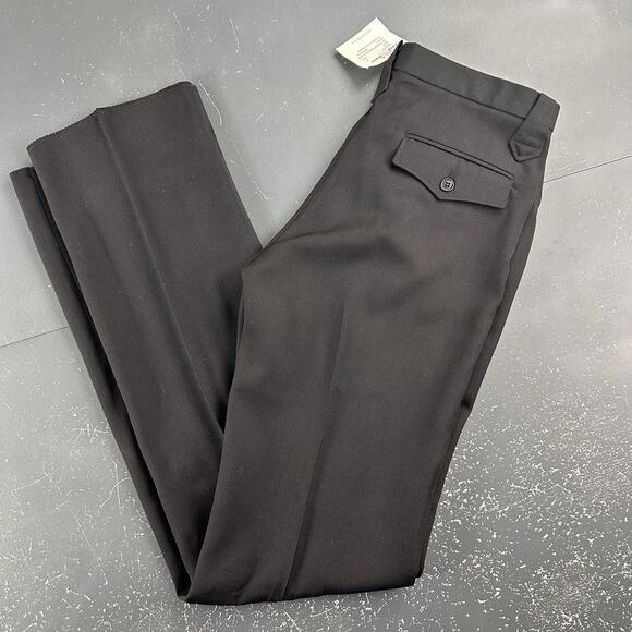 VTG Pagano West Pants Slacks Men 32 Black Straight Unhemmed Wool NWT USA - Picture 1 of 8